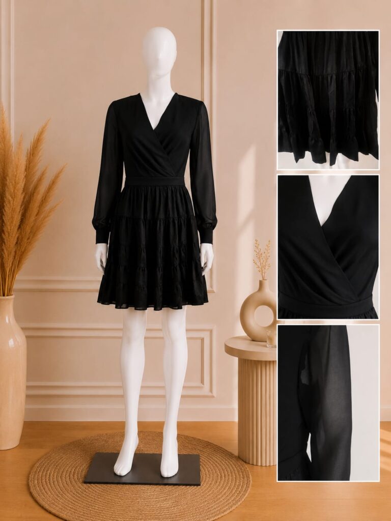 Robe à volants Sandro noire - Taille 38