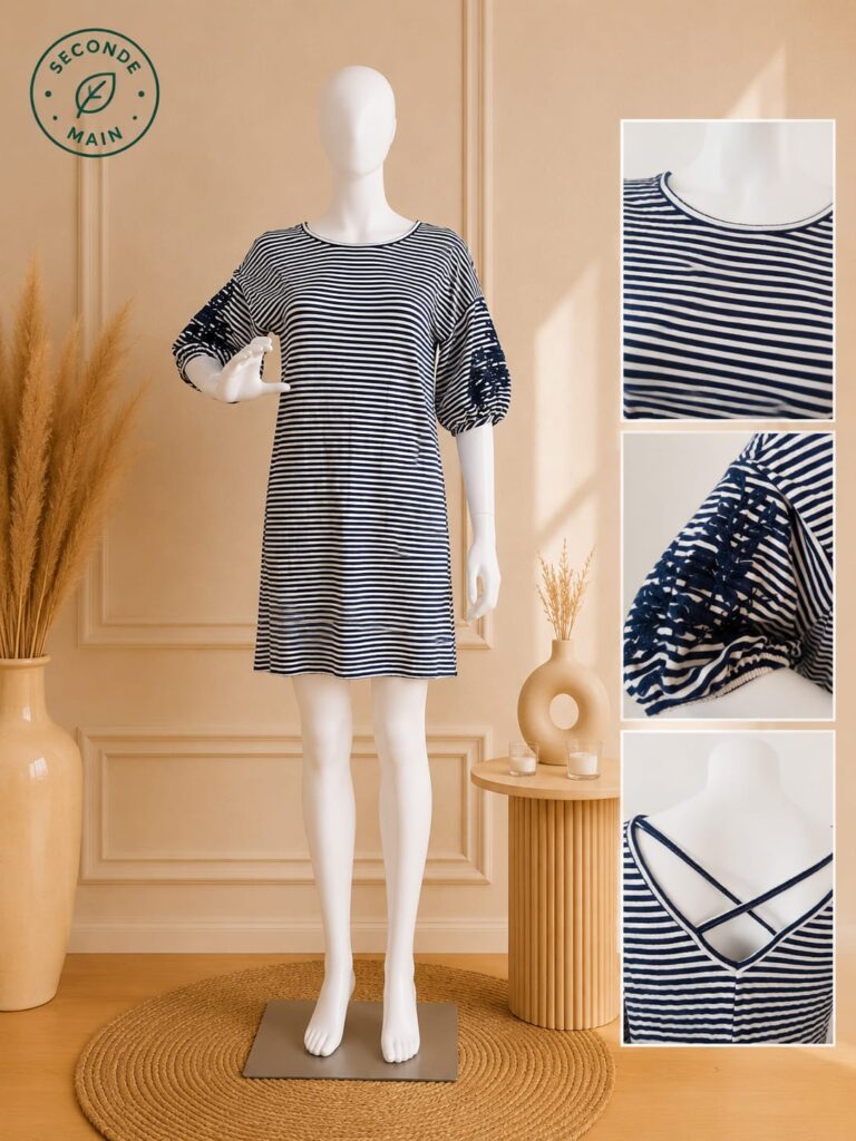 Robe rayée marine et blanc - Taille M