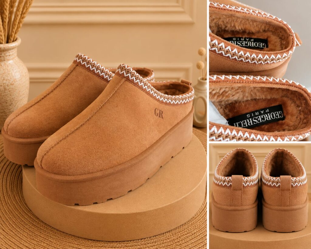 Mules fourrées Georges Rech Paris – Camel